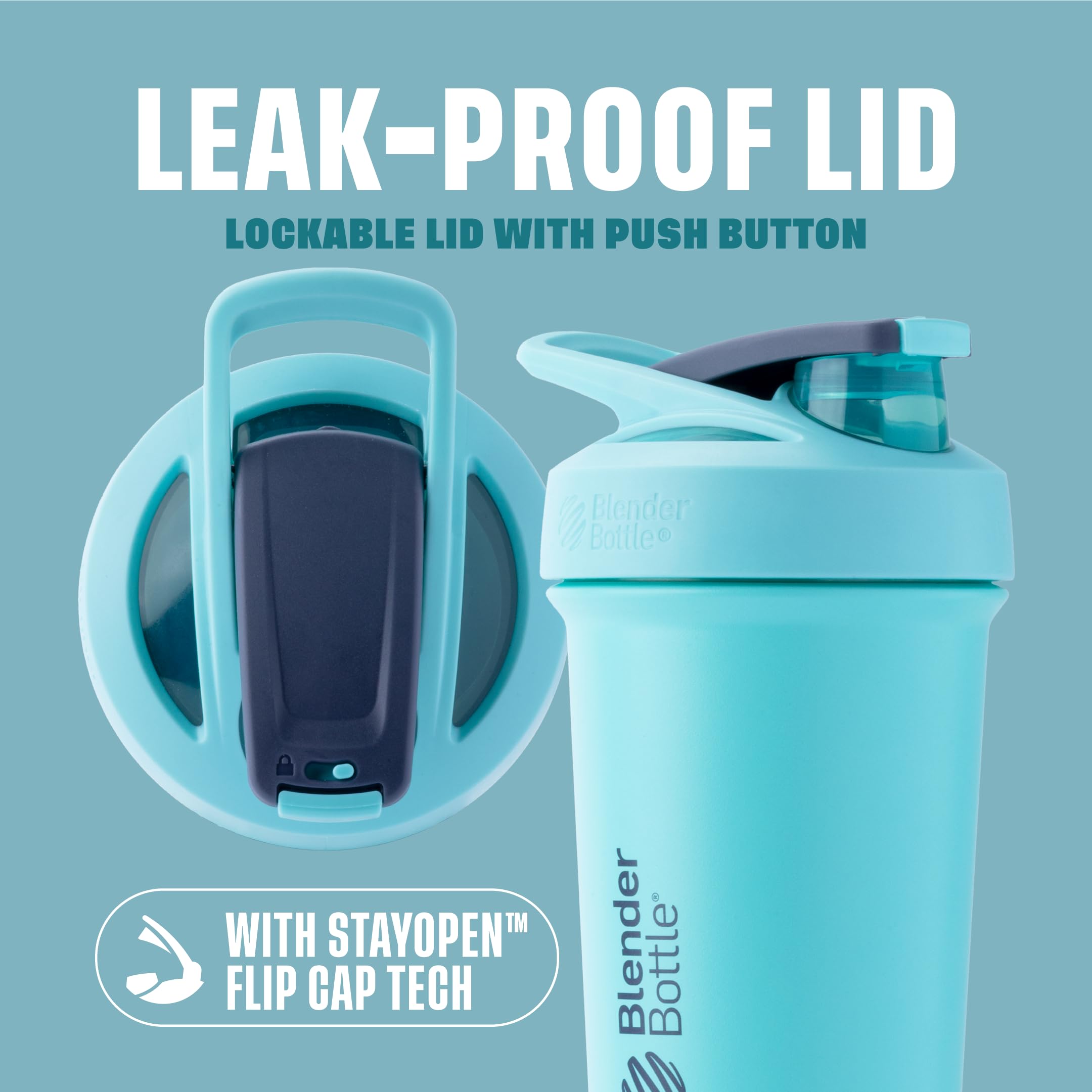 BlenderBottle Strada Sleek tapa cerrada con seguro que evita derrames