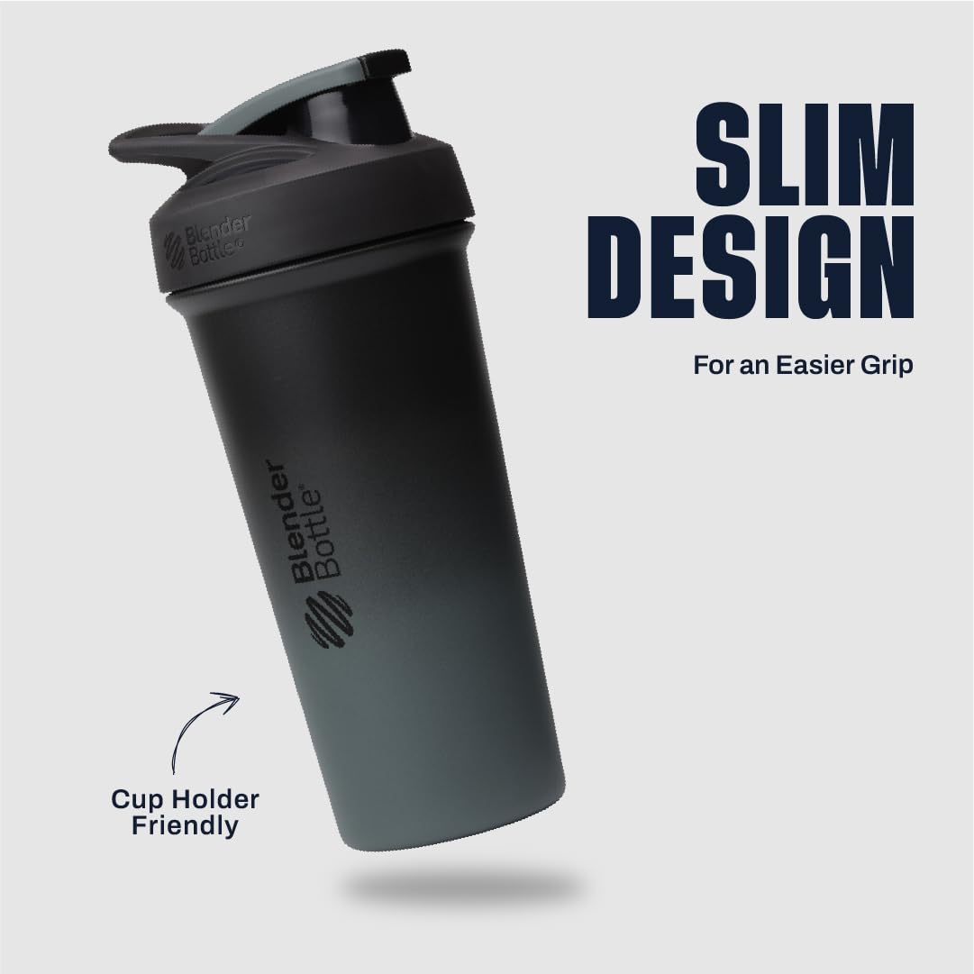BlenderBottle Strada Sleek tapa flip con cierre bloqueable para evitar derrames