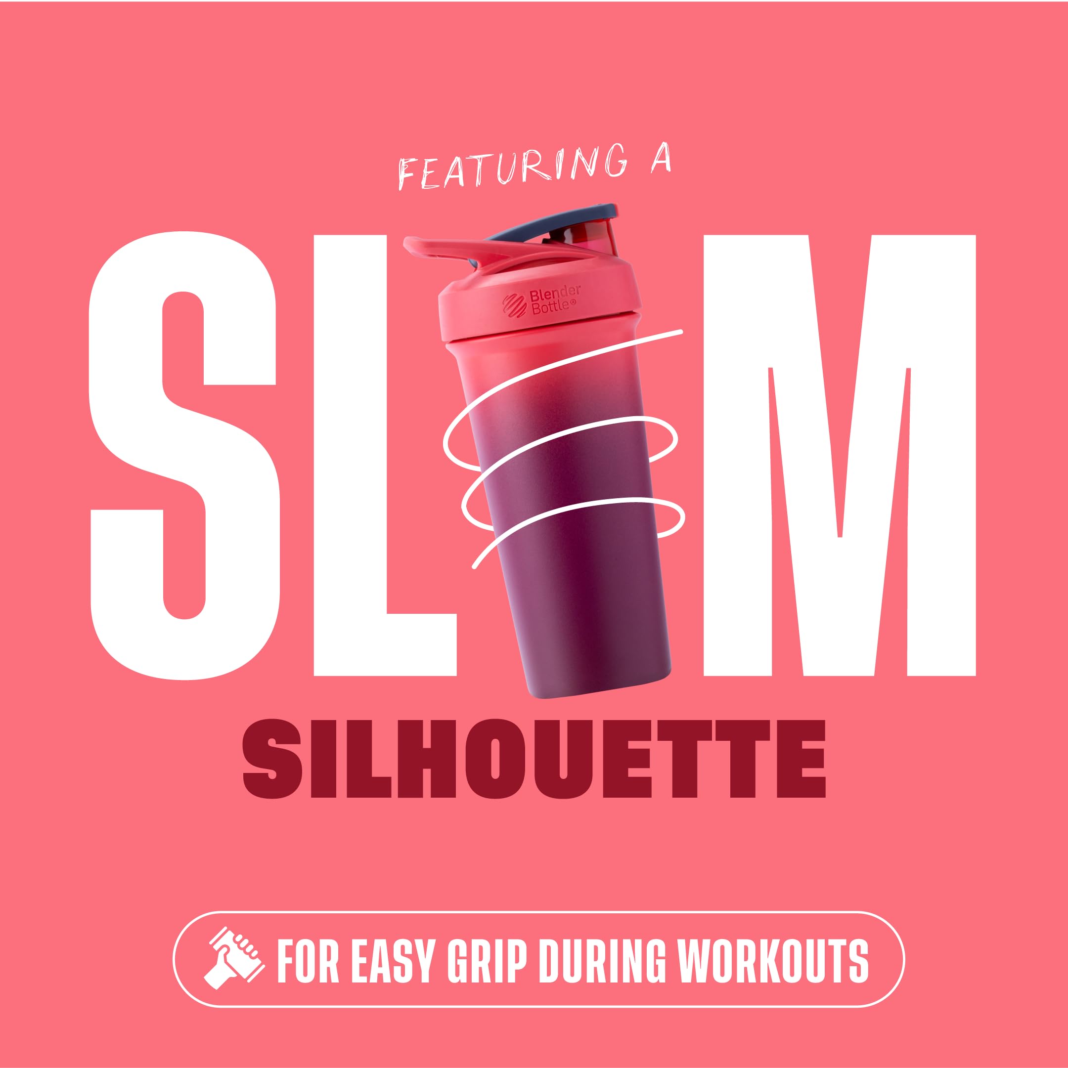 BlenderBottle Strada Sleek en exterior demostrando aislamiento y portabilidad