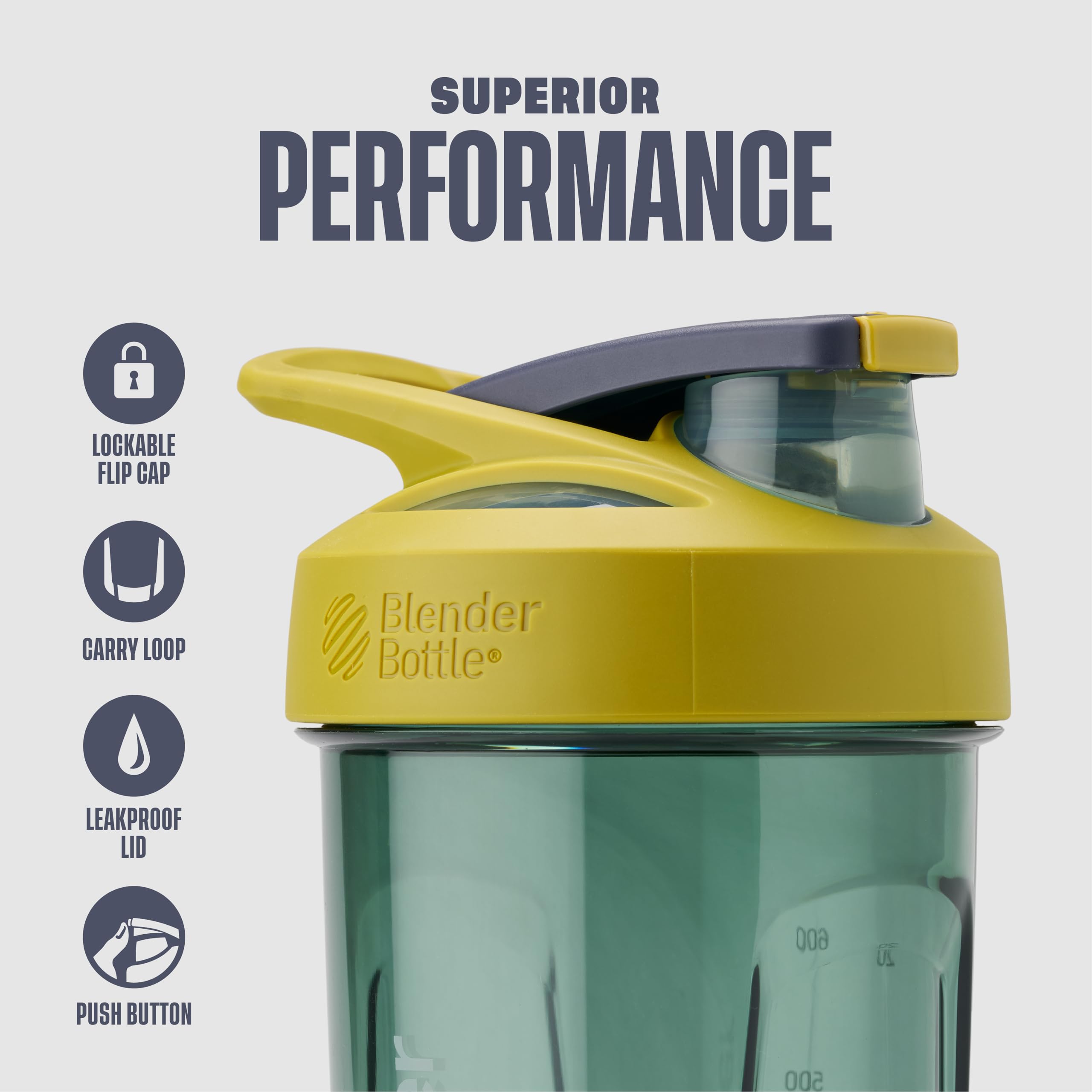 BlenderBottle Strada tapa con botón y seguro deslizante para evitar fugas