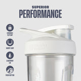 Detalle de la tapa de la BlenderBottle Strada mostrando el botón y el seguro antideslizante