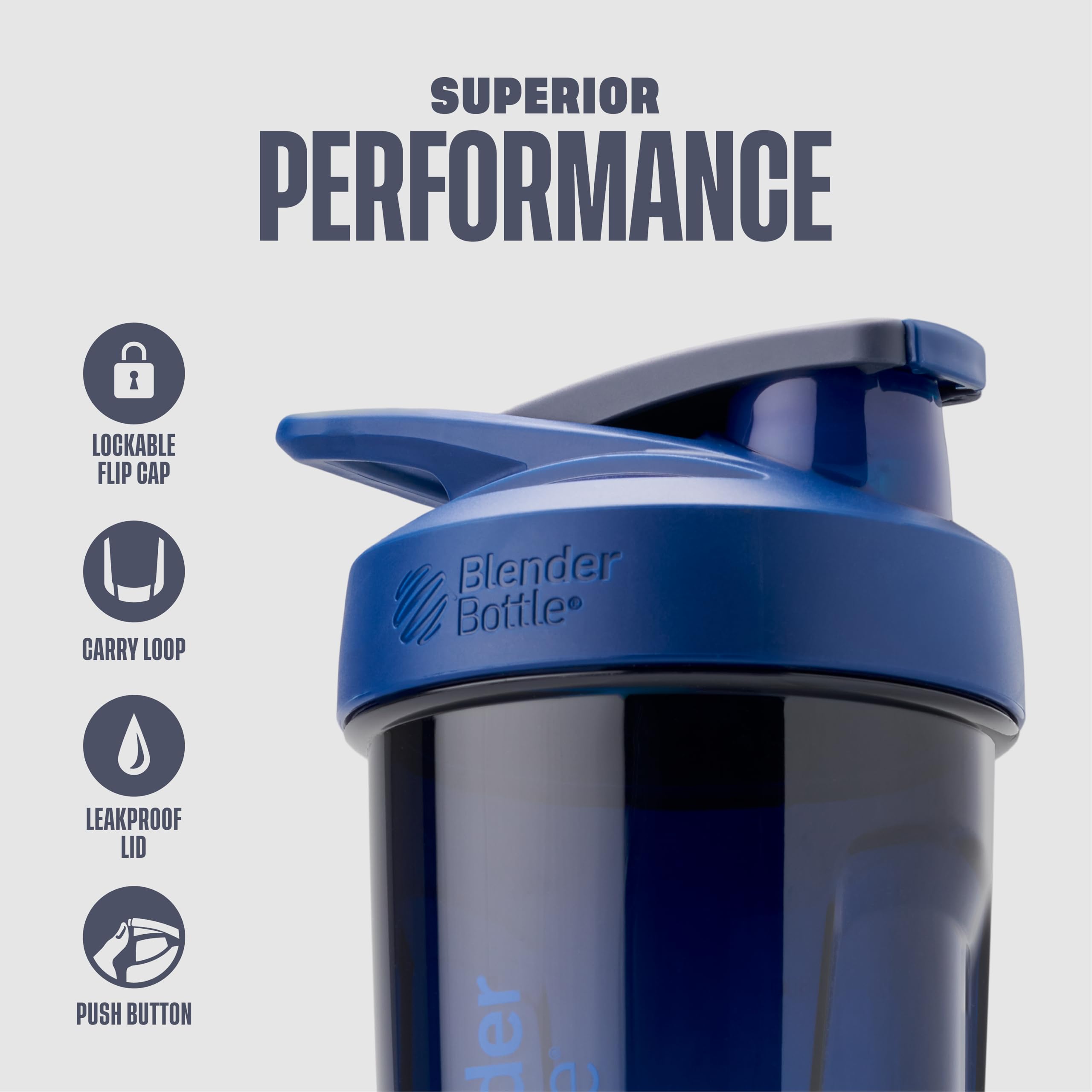 BlenderBottle detalle de la tapa con bloqueo que evita aperturas accidentales
