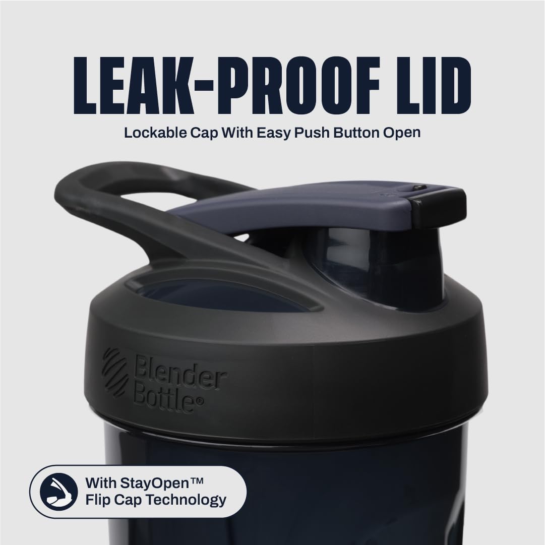 BlenderBottle tapa con botón y pestillo de bloqueo para seguridad