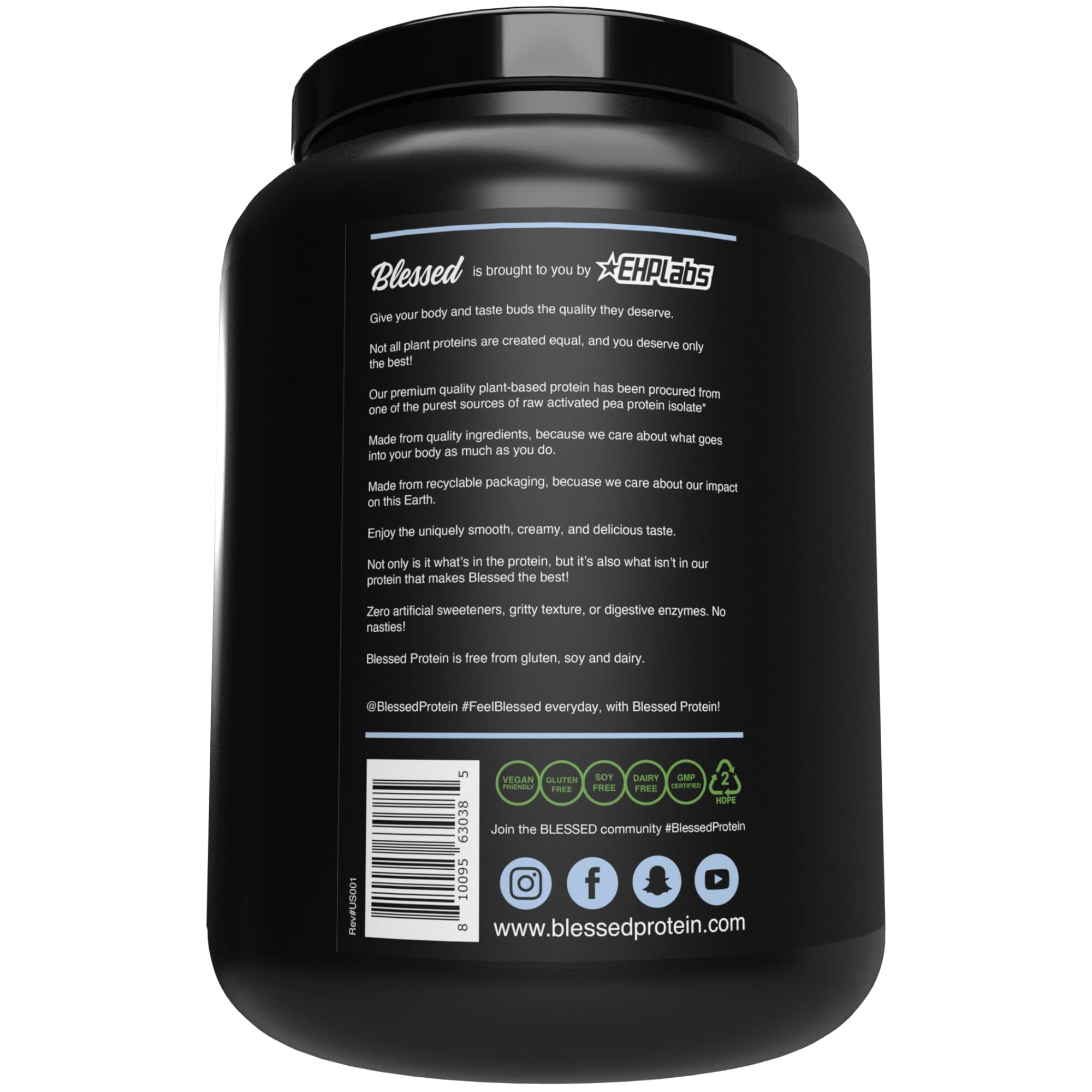 BLESSED etiqueta nutricional mostrando 23 g de proteína