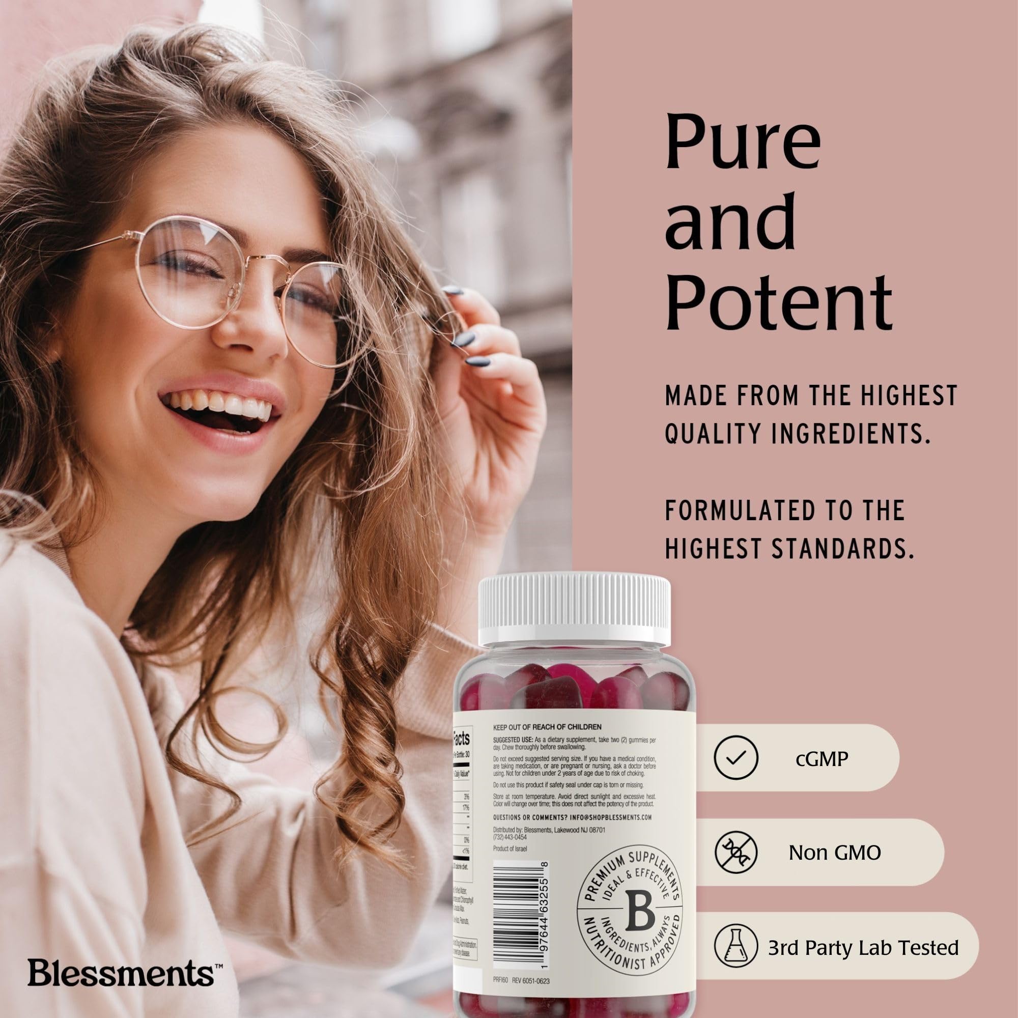 Blessments etiqueta nutricional cercana para ver ingredientes clave