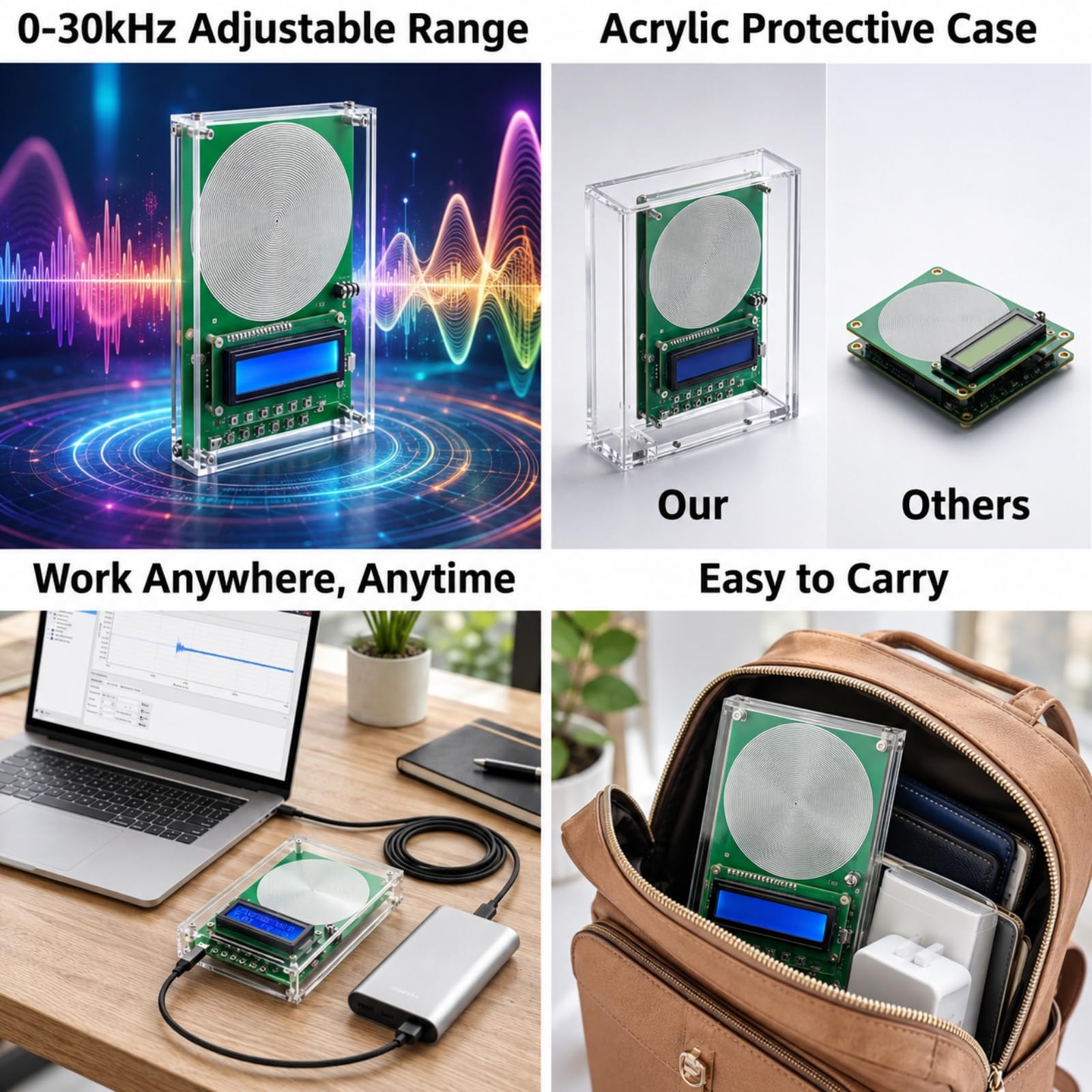 blinvcra pantalla LCD con frecuencia visible para control preciso y ajustes rápidos