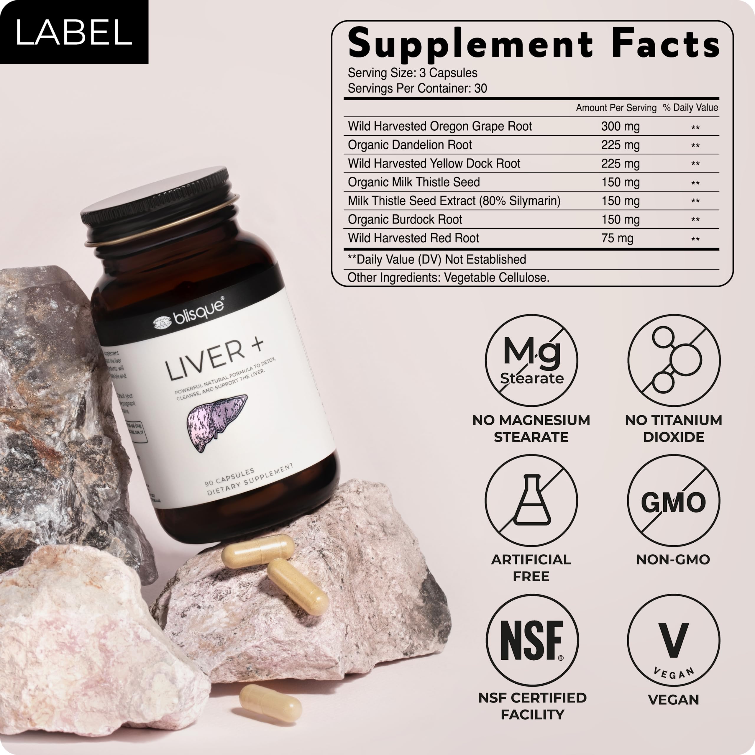 Blisque etiqueta nutricional legible con lista de ingredientes limpia