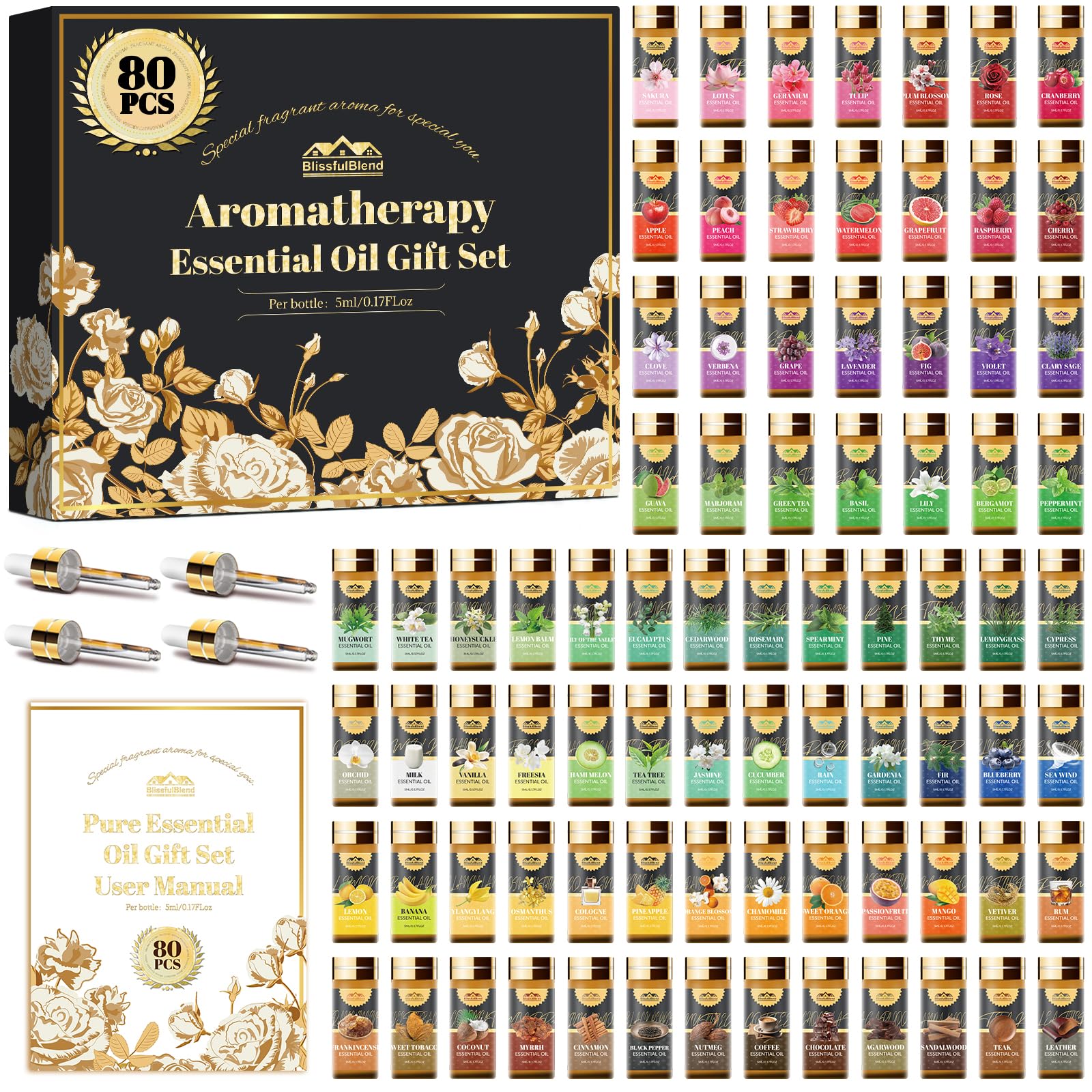 BlissfulBlend estuche frontal mostrando 80 frascos, variedad para crear