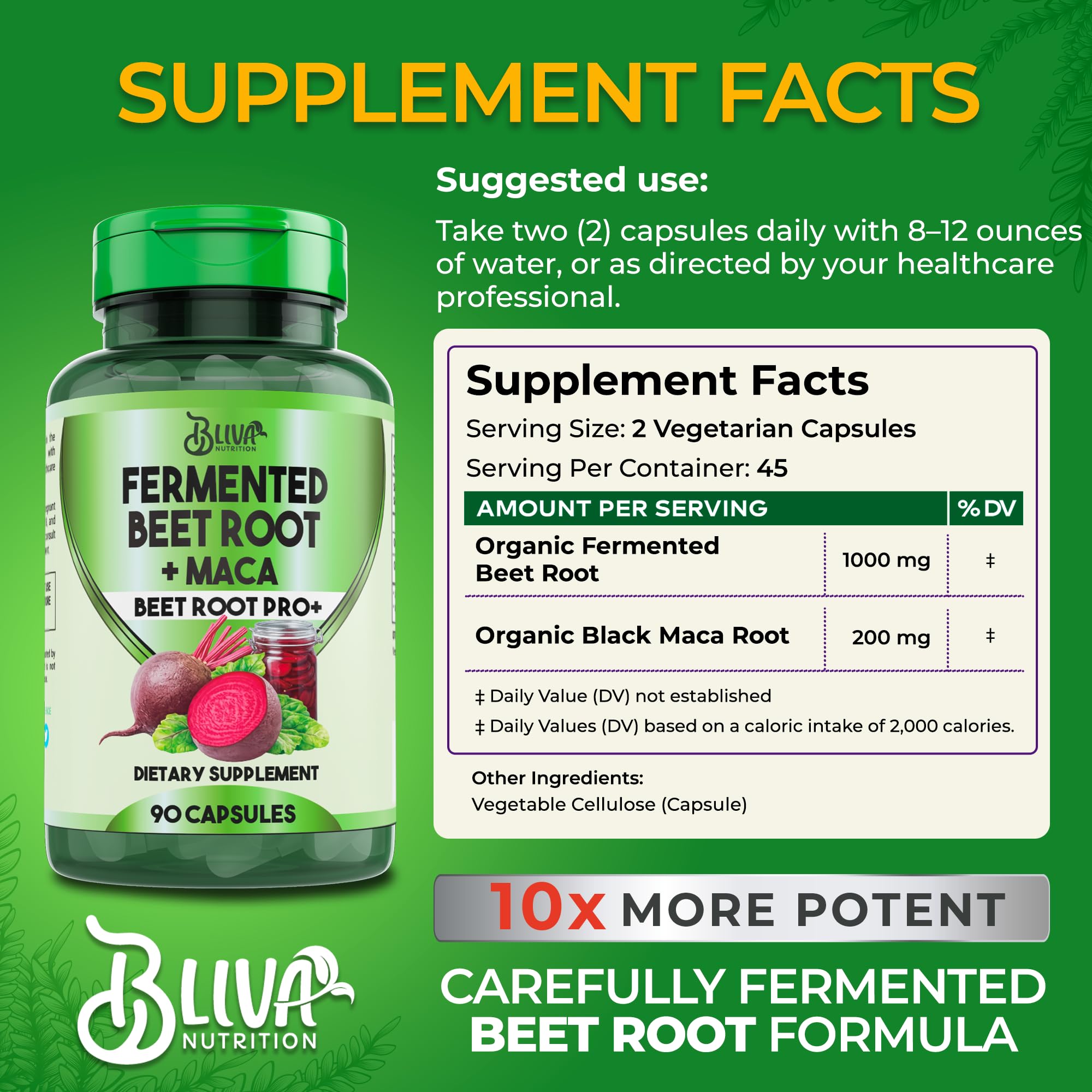 BLIVA NUTRITION cápsulas en mano para comparar tamaño y uso