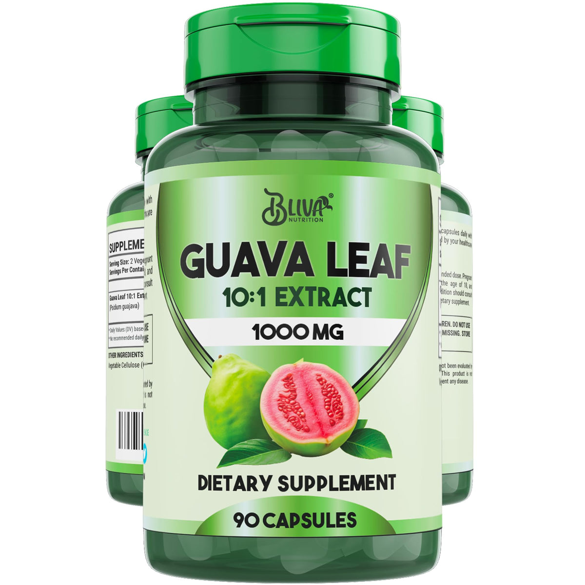 BLIVA NUTRITION frasco frontal mostrando 90 cápsulas y etiqueta clara