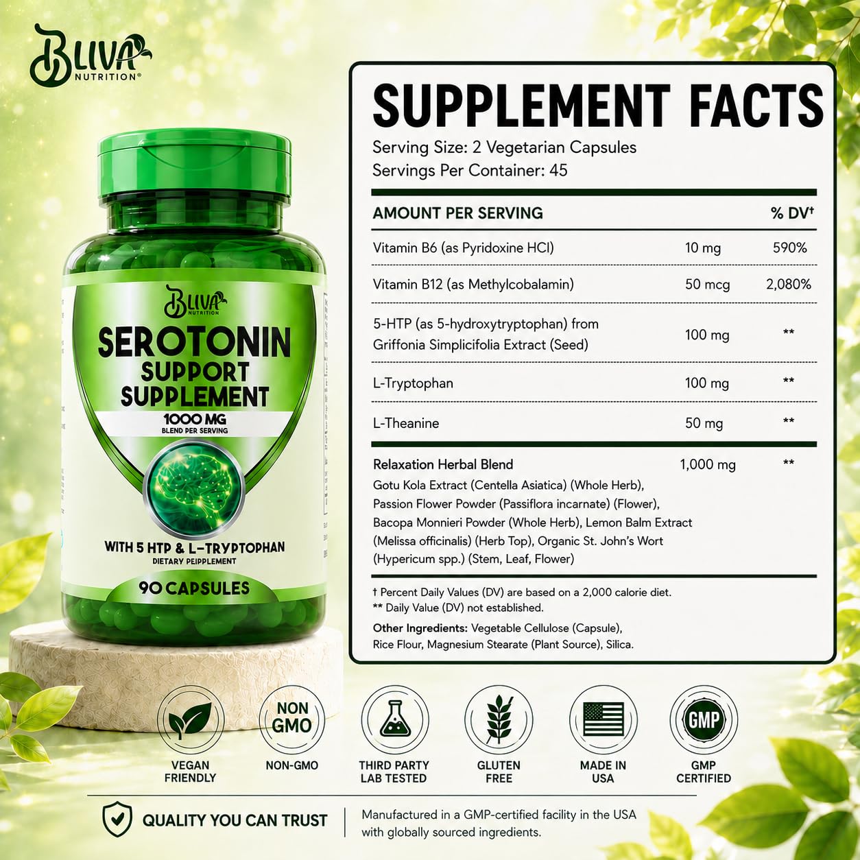 BLIVA NUTRITION cápsulas en mano para comparar tamaño y escala