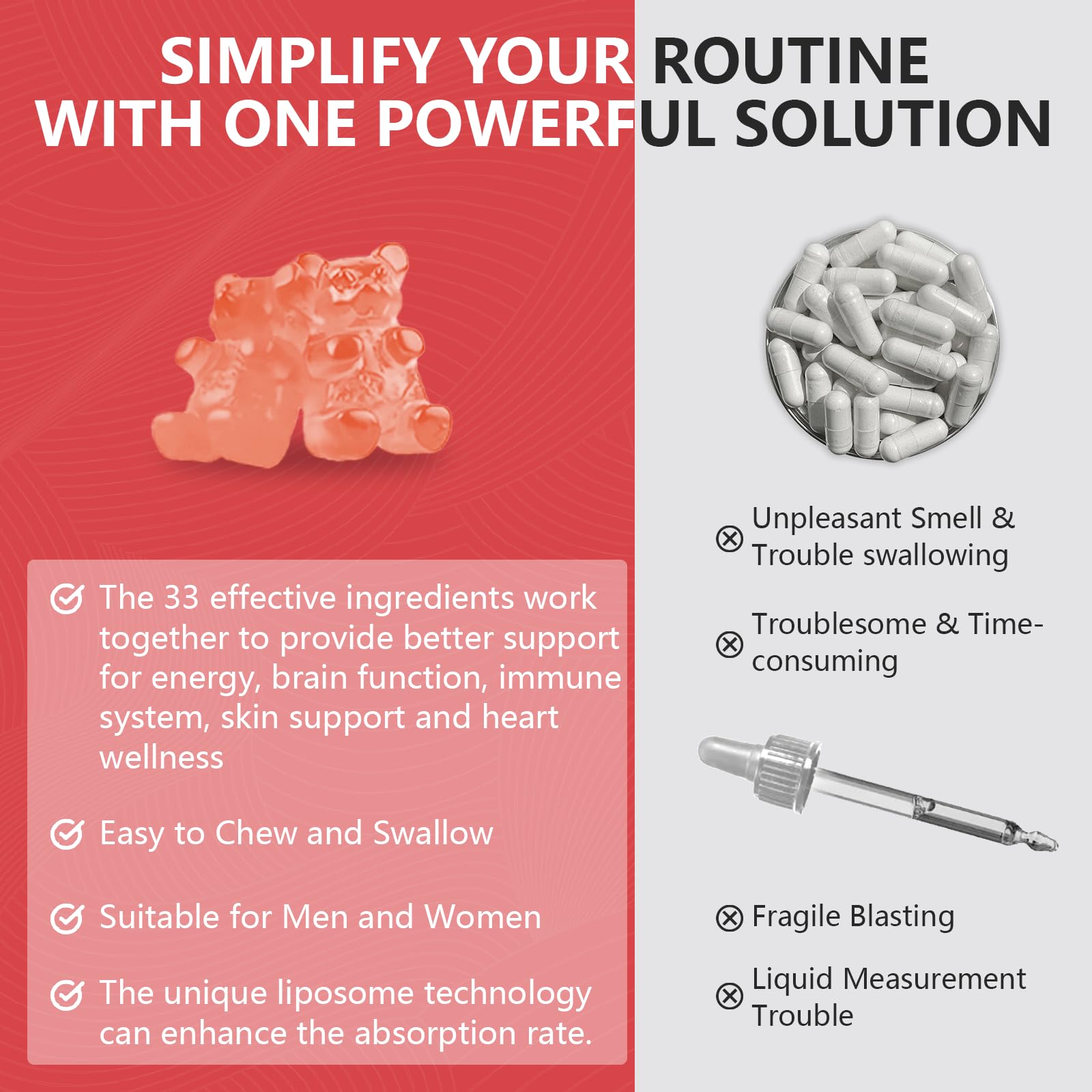 Blivsmlie ingredientes clave (B, C, D3, K2, minerales) en composición
