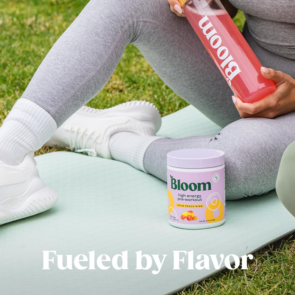 Bloom Nutrition etiqueta de ingredientes abierta que destaca cafeína natural y aminoácidos