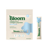 Bloom Nutrition empaque frontal mostrando sobres y beneficios visibles