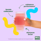 Bloom Nutrition bebida preparada en vaso, hidratación y energía antes de entrenar