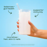 Bloom Nutrition polvo del sobre, textura fina para fácil mezcla