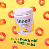 Bloom Nutrition textura del polvo en detalle, mezcla sin grumos