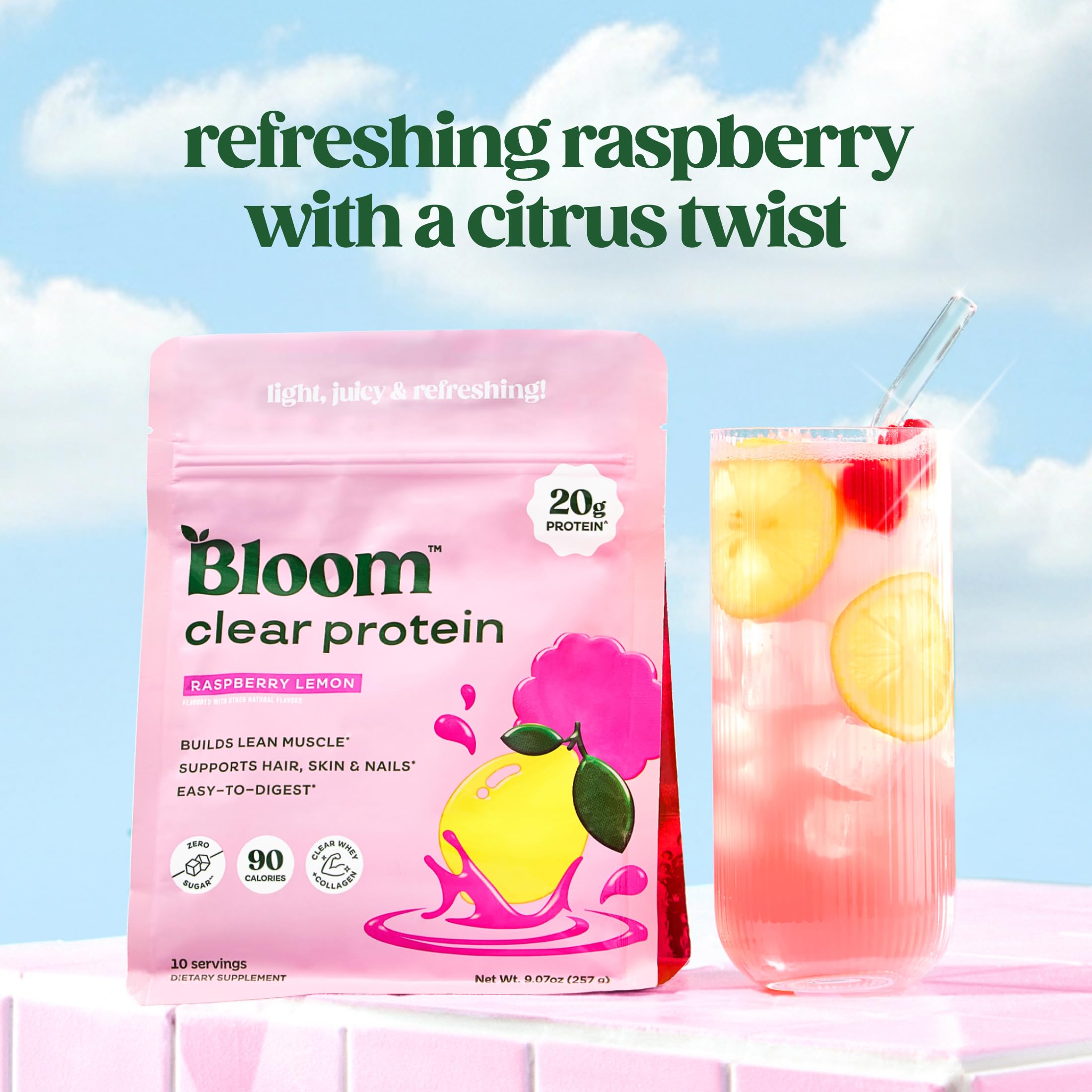 Bloom Nutrition detalle del polvo mostrando textura fina que facilita la mezcla rápida