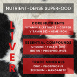 Bloomeo hígado crudo como origen natural y alta concentración de nutrientes