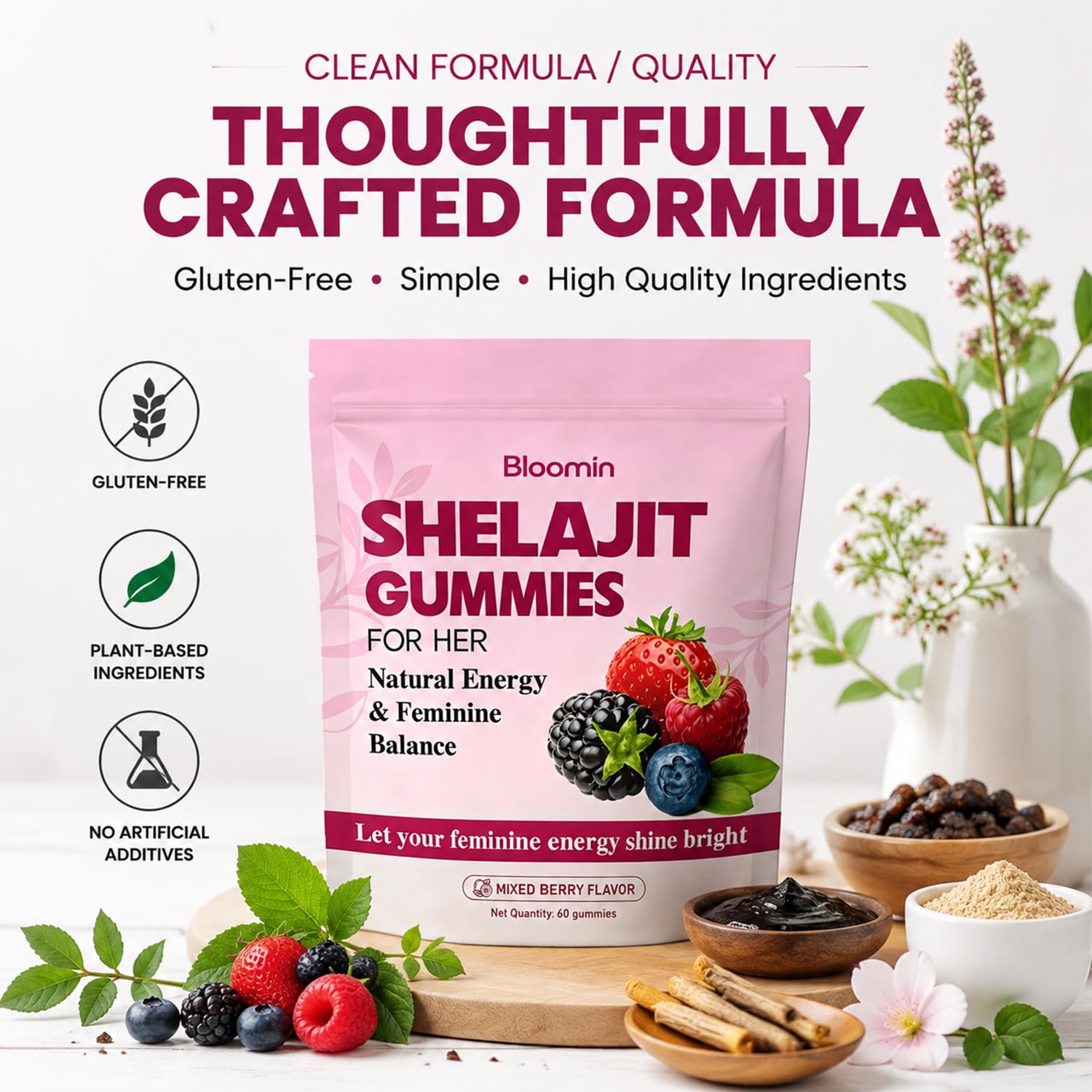 Bloomin Gummies comparación de tamaño que muestra porciones fáciles de llevar