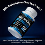 Blue Chew Max presentación en mesa junto a accesorios, almacenamiento ordenado