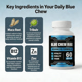Blue Chew Max cápsulas en uso contextual por adulto, integración cotidiana sencilla