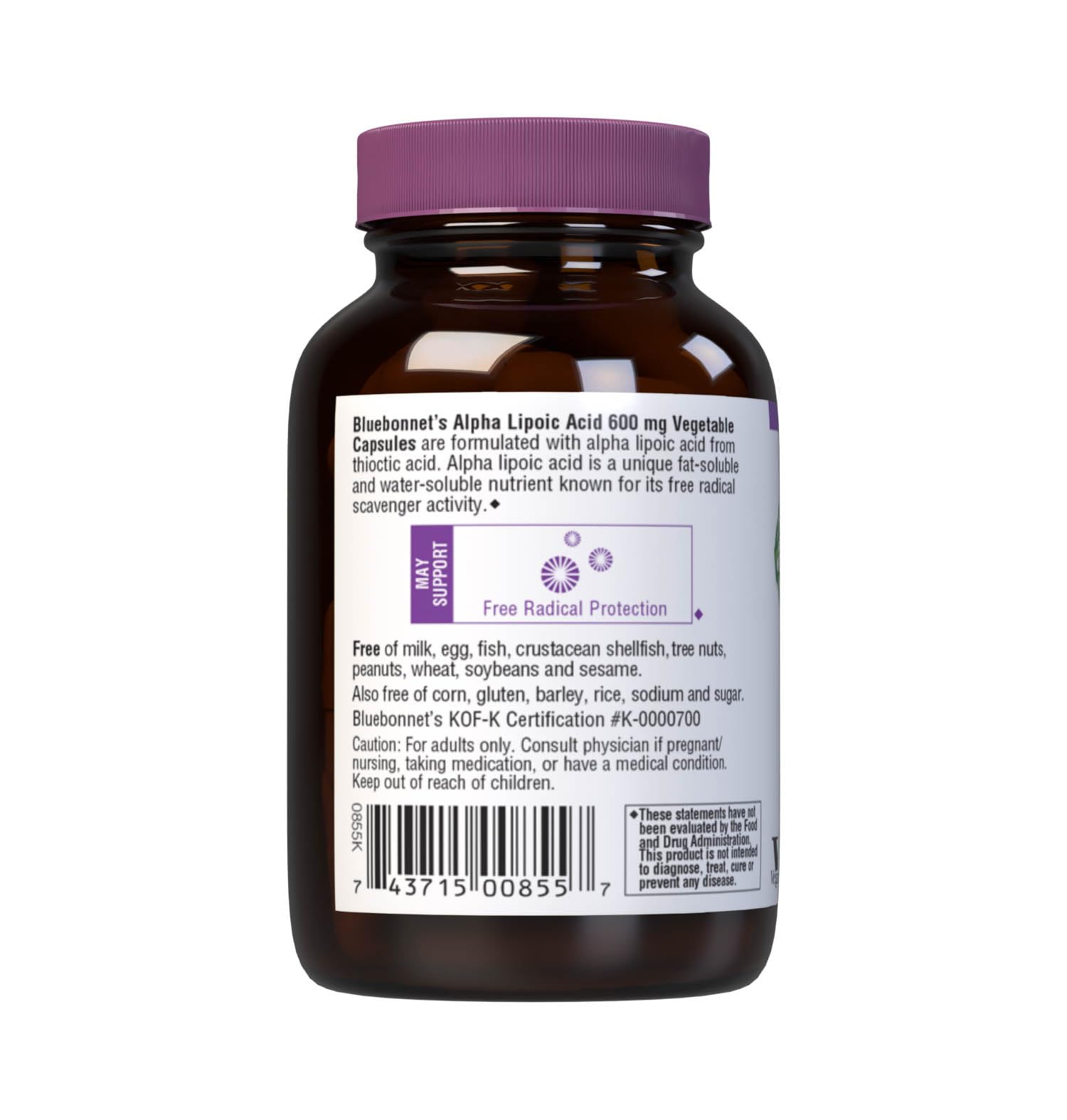 BlueBonnet etiqueta con información nutricional clara y dosis por cápsula