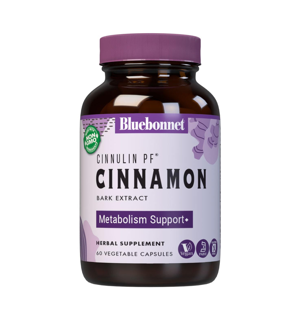 BlueBonnet frasco del producto mostrando etiqueta y cantidad, beneficio claridad de información