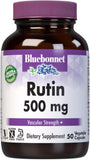 BlueBonnet frasco frontal de Rutin 500 mg mostrando etiqueta y beneficio vascular