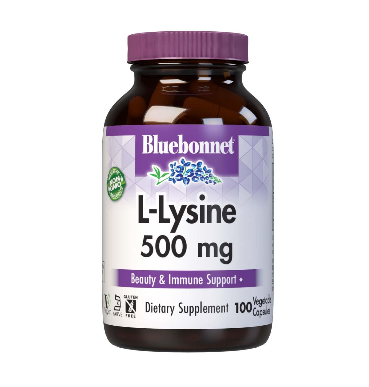 BlueBonnet frasco frontal mostrando etiqueta y beneficios claros