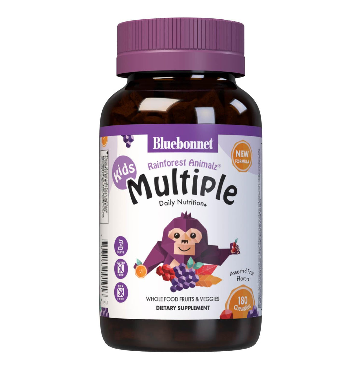 BlueBonnet empaque frontal Animalz mostrando 180 tabletas y beneficios