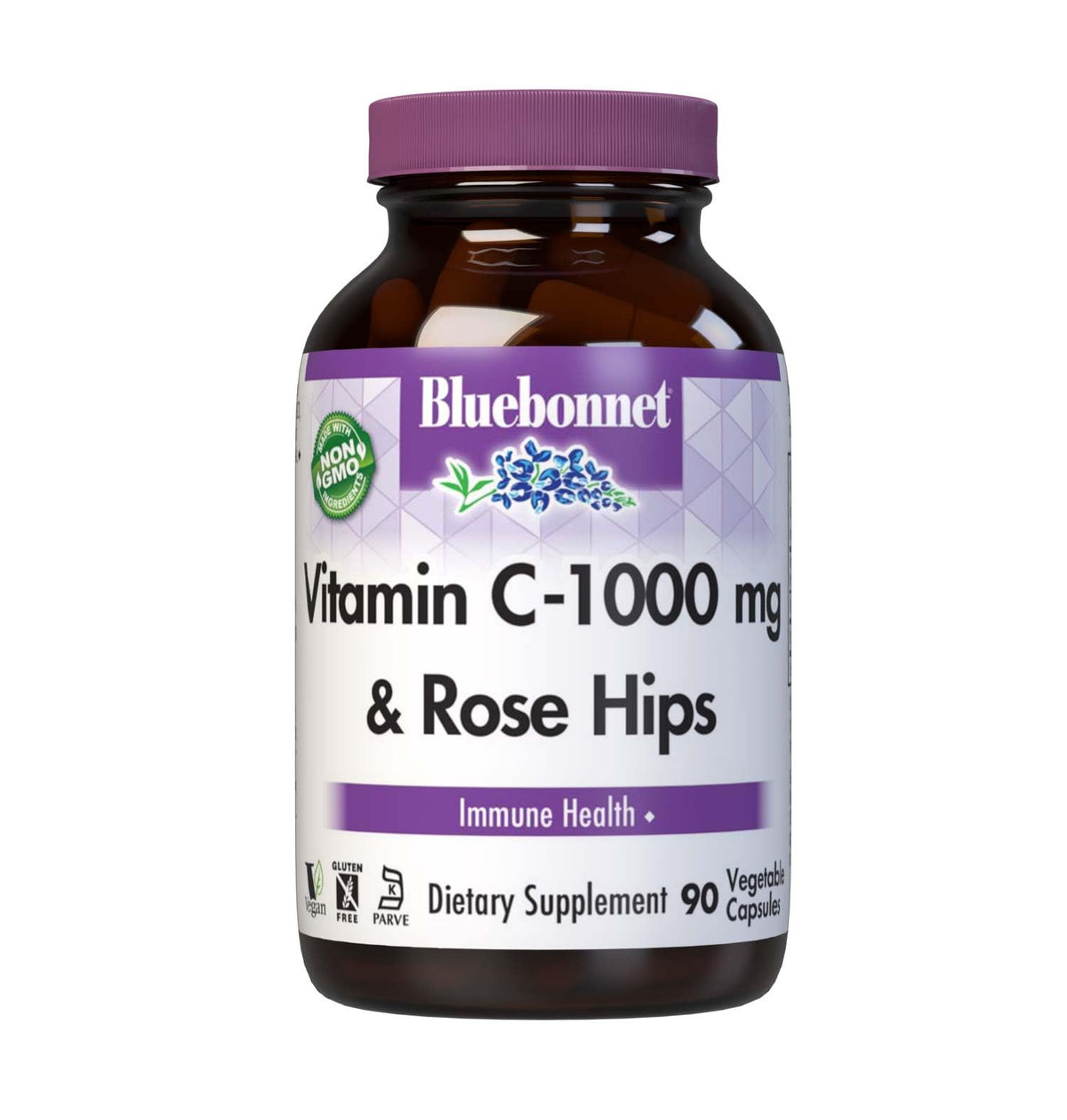 BlueBonnet envase frontal de vitamina C 1000 mg mostrando etiquetado claro