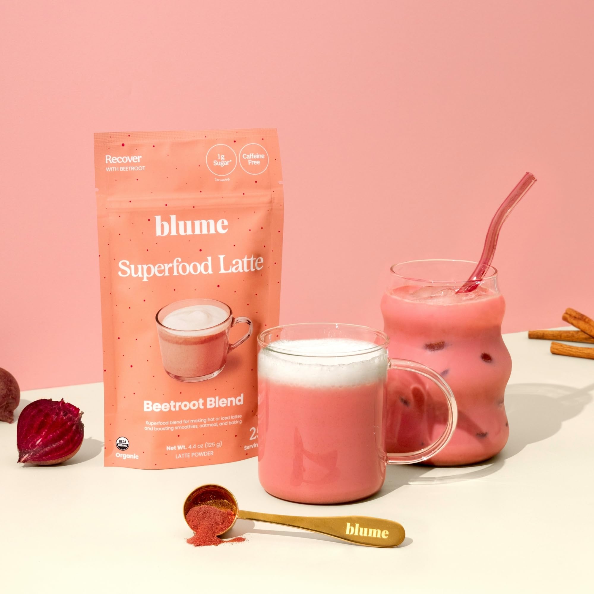 Blume detalle de etiqueta con lista de ingredientes orgánicos y beneficios claros