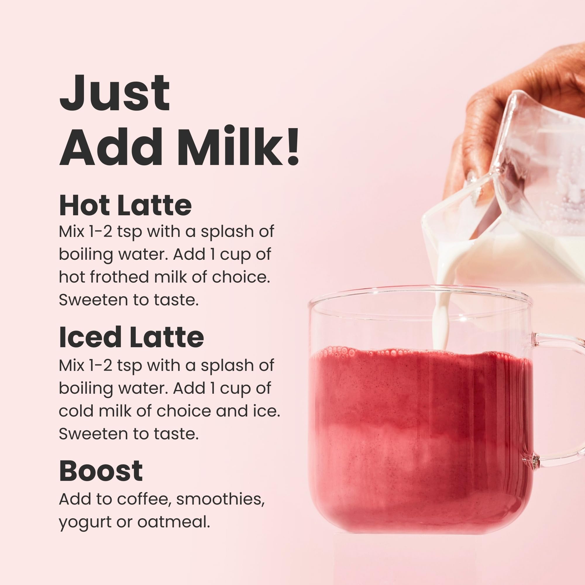 Blume latte frío en vaso con hielo, alternativa refrescante y energética