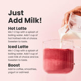 Blume latte frío en vaso con hielo, alternativa refrescante y energética