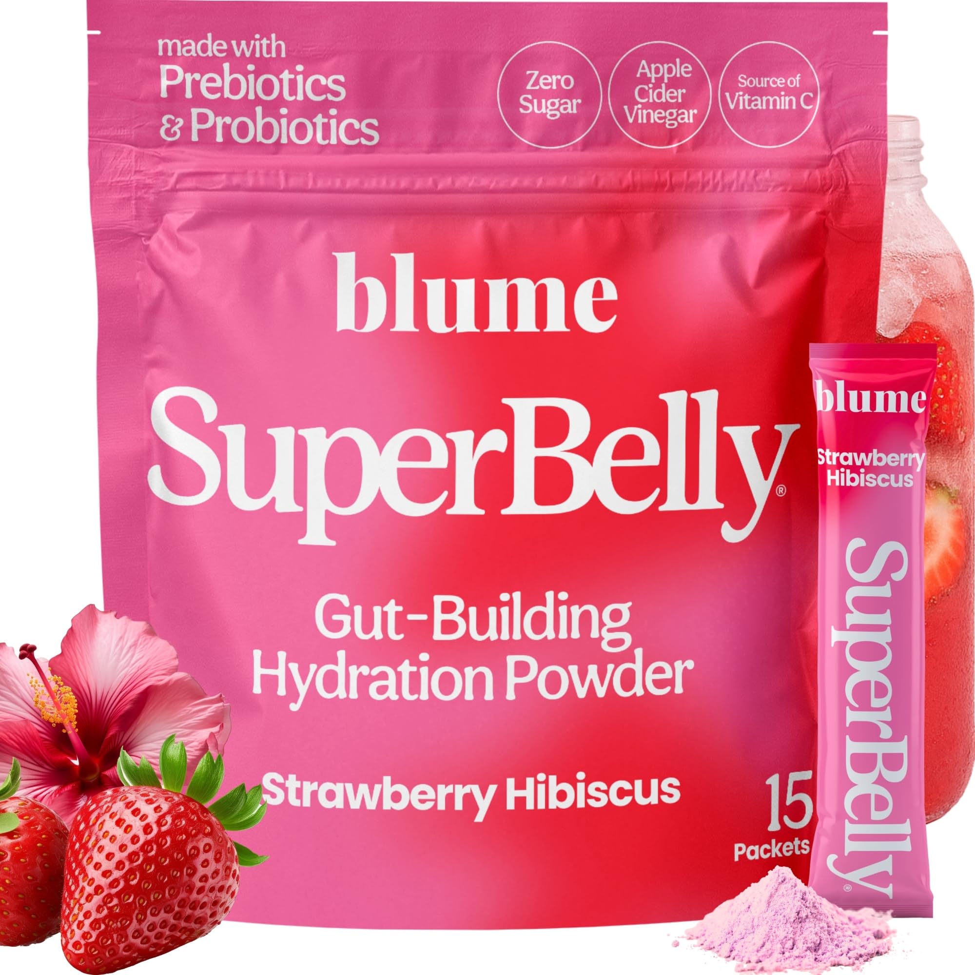 Blume SuperBelly empaque frontal mostrando sticks y beneficio práctico