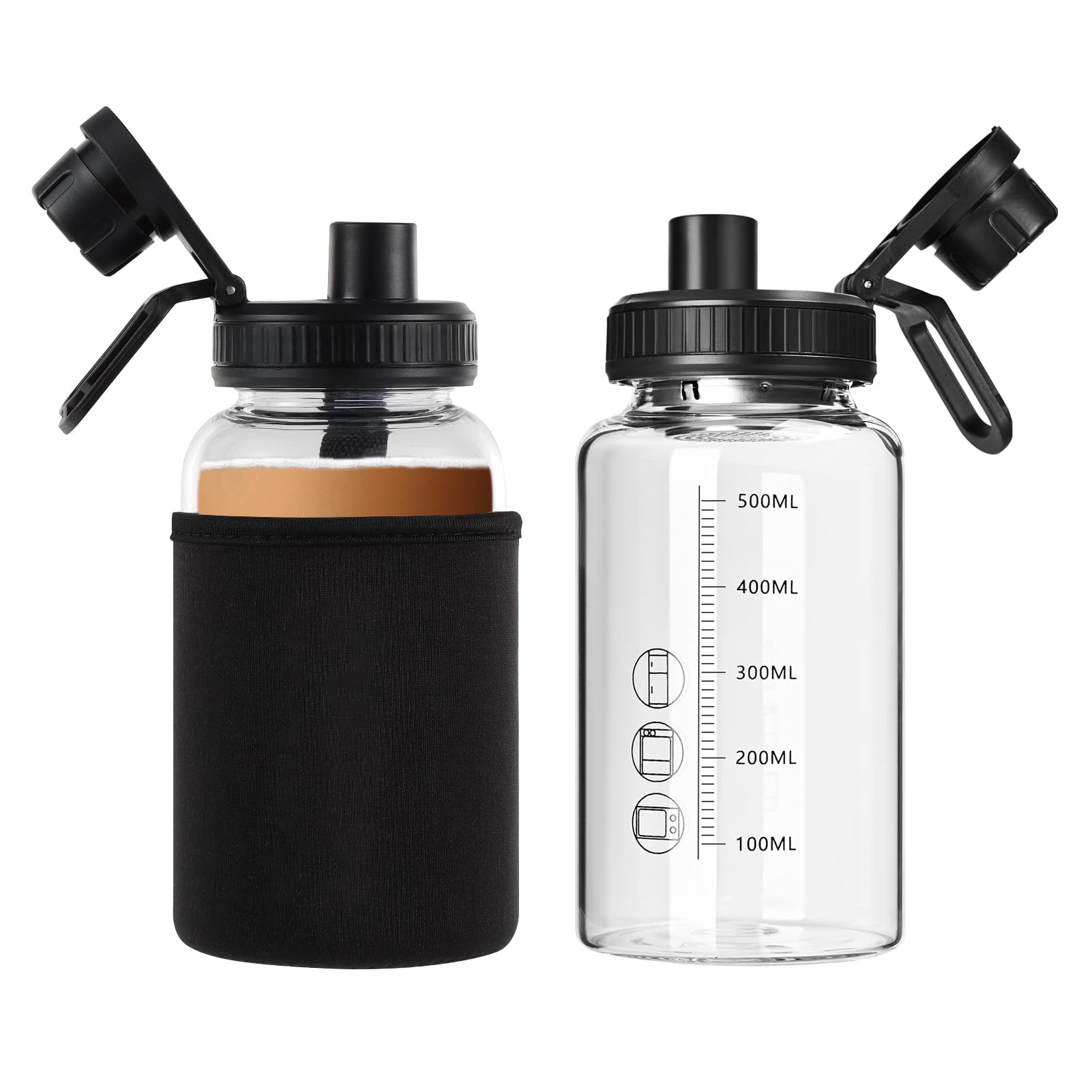 BNCWCQZ frontal pack de dos botellas de vidrio, durabilidad y limpieza
