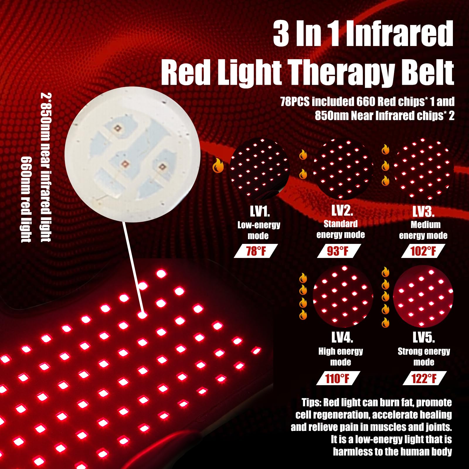 Bnlei detalle de los leds 660nm y 850nm que indican cobertura amplia