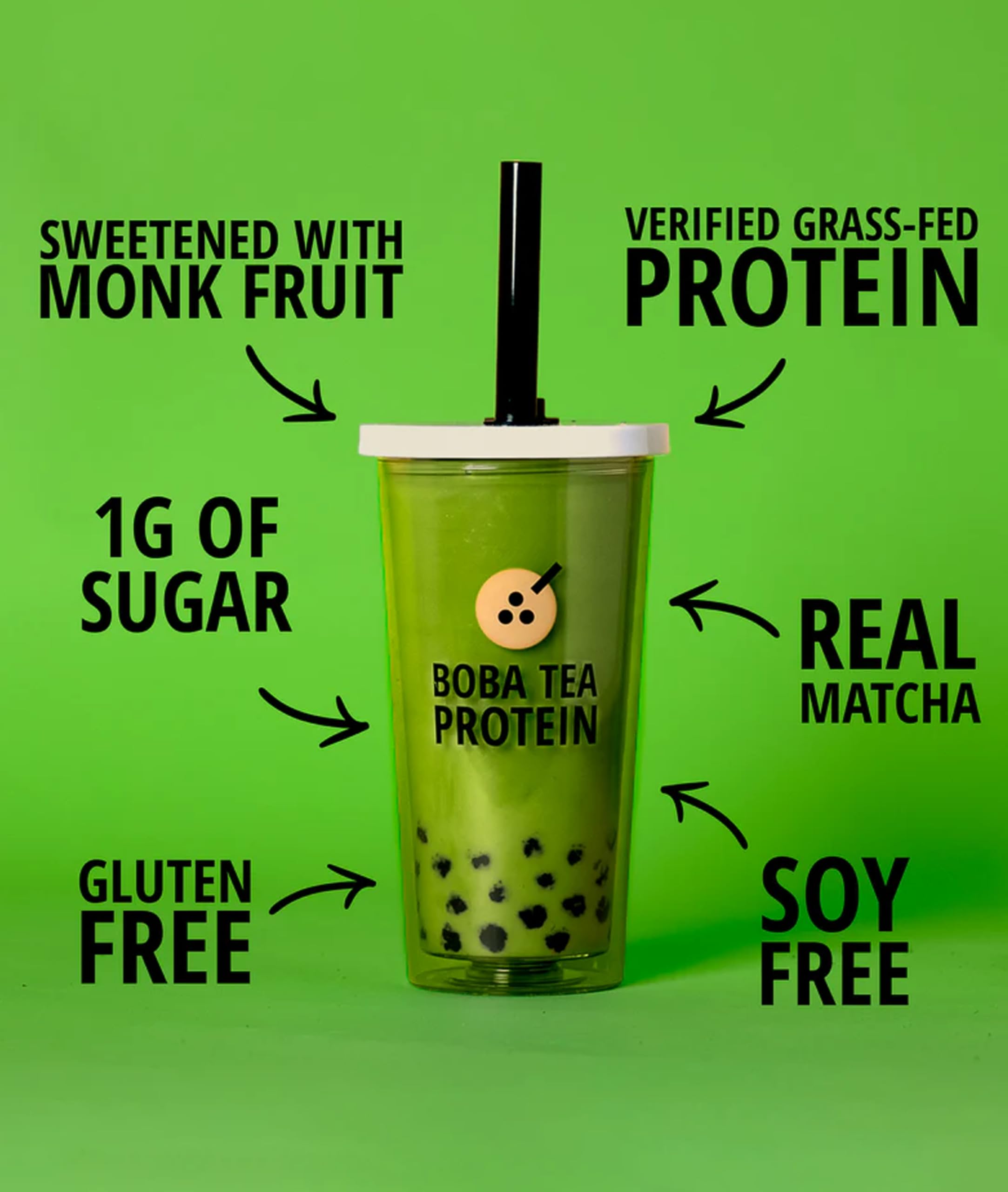 Cucharada con 25 g de proteína Boba Tea Protein lista para mezclar