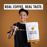 Detalle de la etiqueta de Boba Tea Protein con ingredientes reales