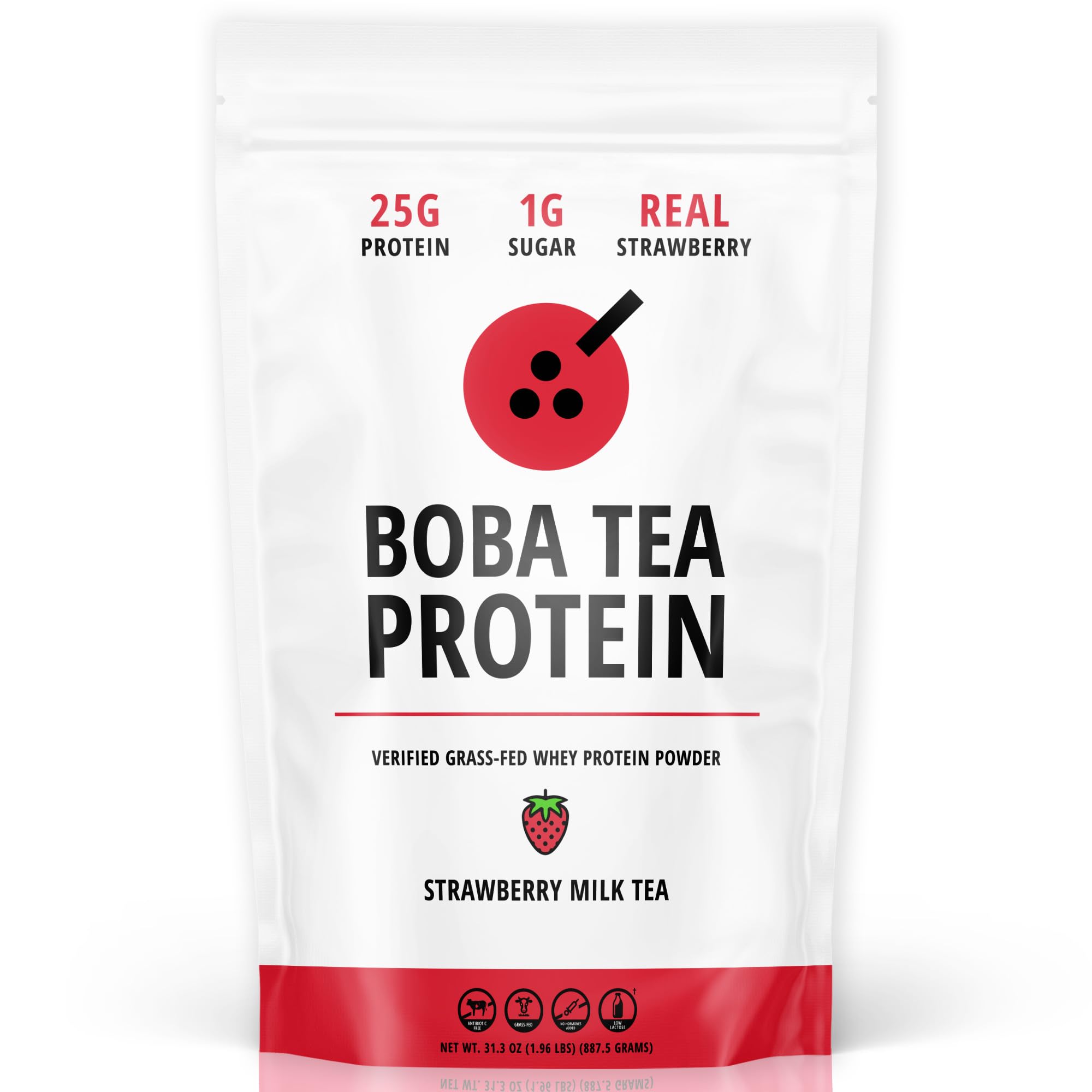 Boba Tea Protein envase frontal mostrando el sabor fresa y beneficios proteicos
