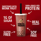 Boba Tea Protein etiqueta nutricional clara con 25 g proteína por porción