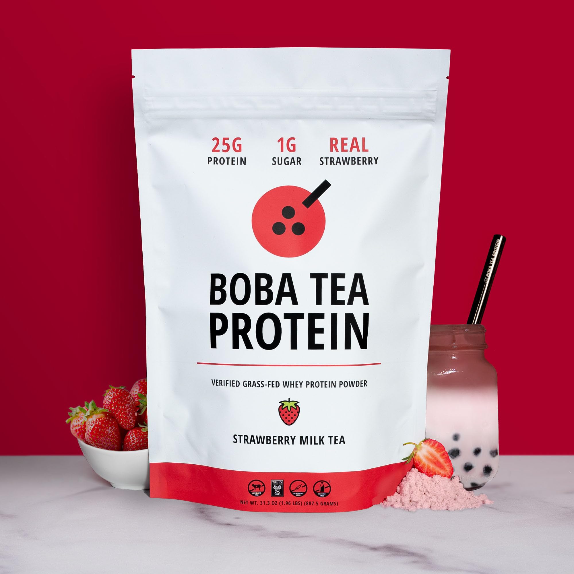 Boba Tea Protein textura del polvo en cuchara, mezcla fácil y sin grumos