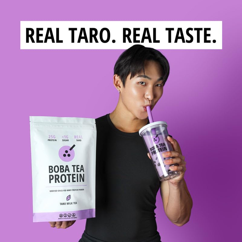 Boba Tea Protein ingredientes: taro y camote morado reales, autenticidad