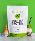 Polvo matcha de Boba Tea Protein: textura fina y color verde intenso