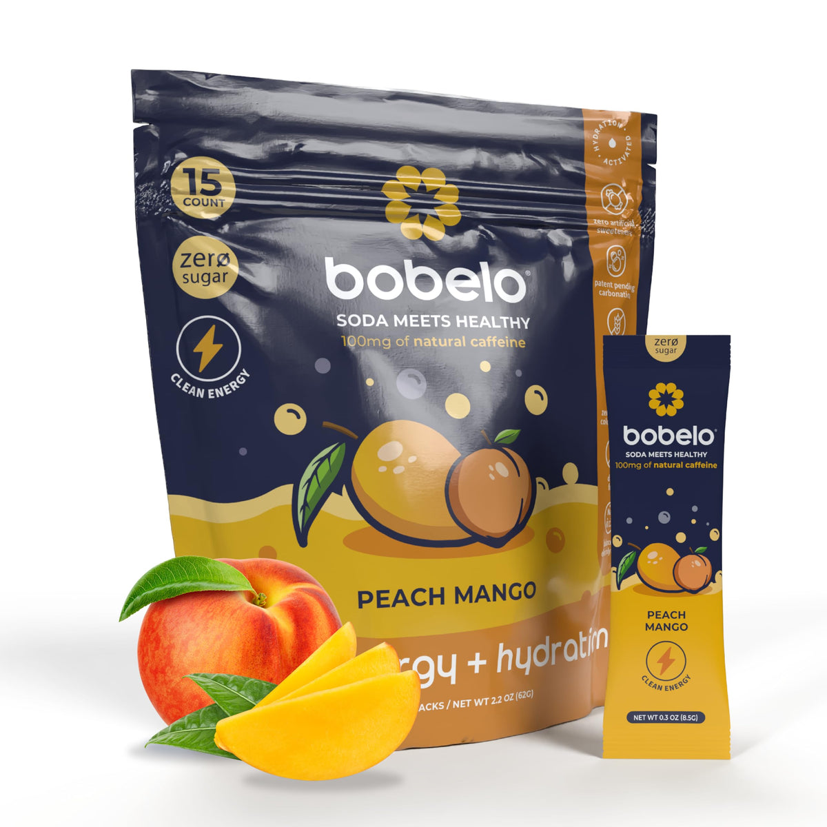 Bobelo paquete frontal mostrando 15 sobres y beneficios claros