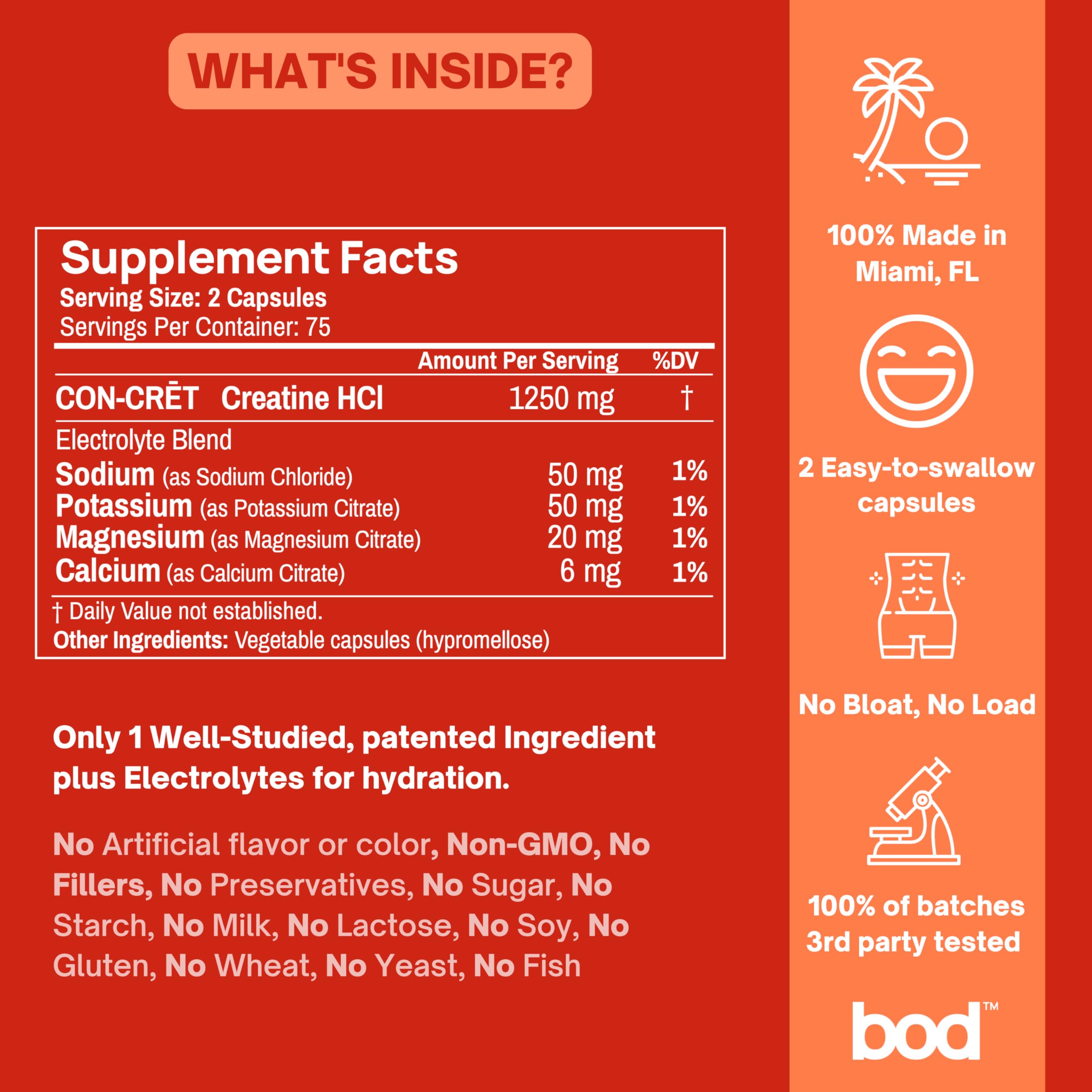 Primer plano de la etiqueta Bod indicando ingrediente puro y sin aditivos