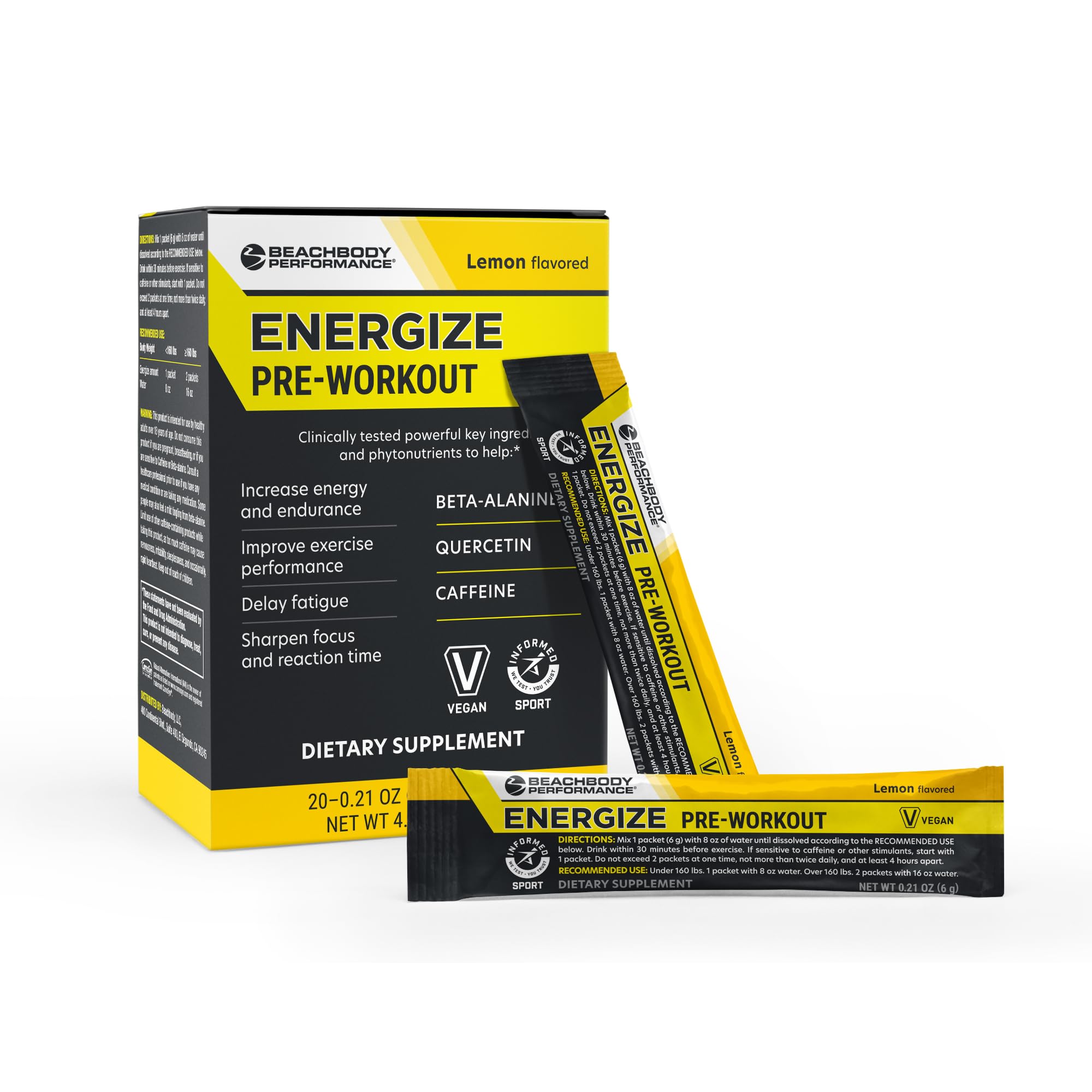 BODi Energize frente del empaque mostrando diseño y cantidad de sticks