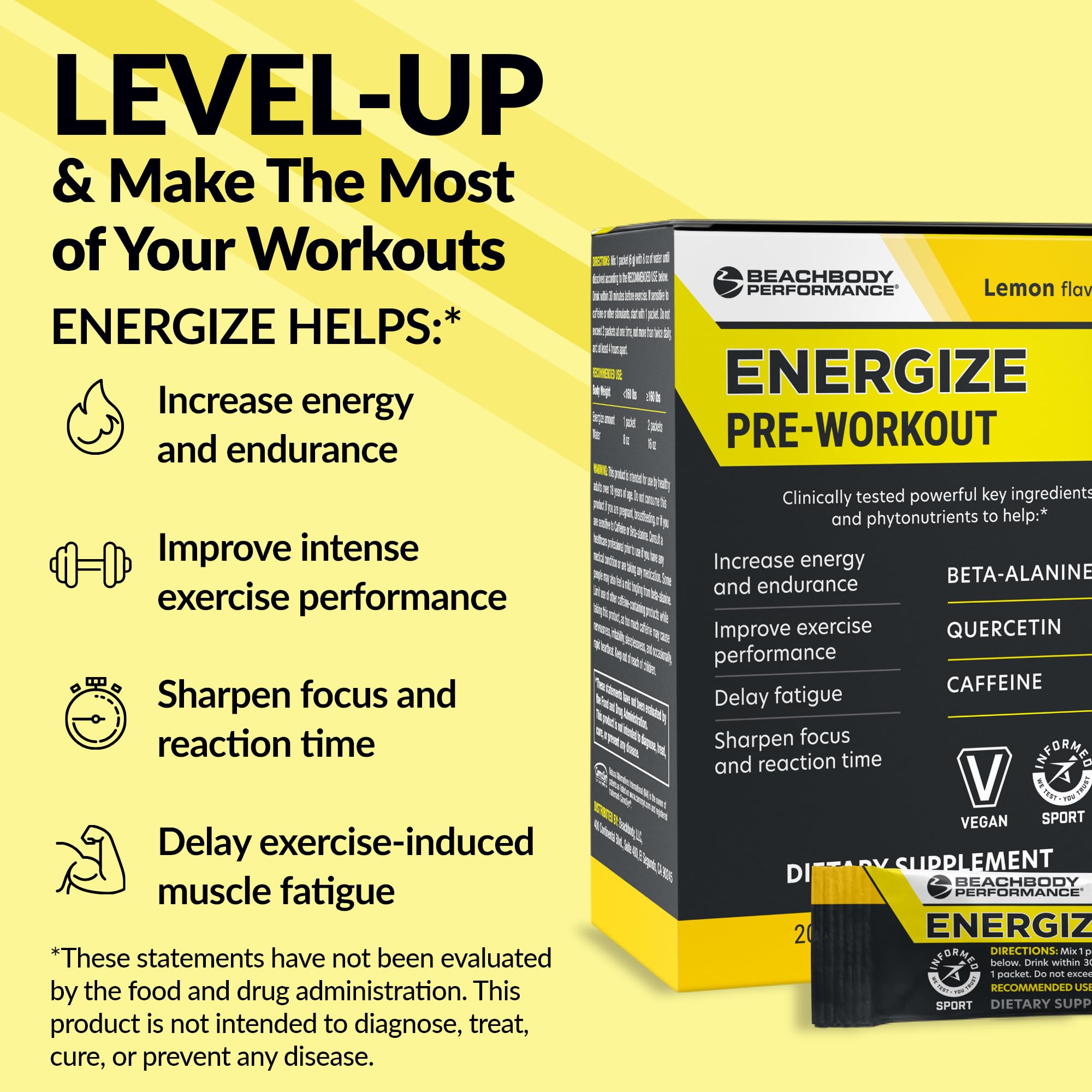 BODi Energize stick abierto con polvo visible para mezclar rápidamente