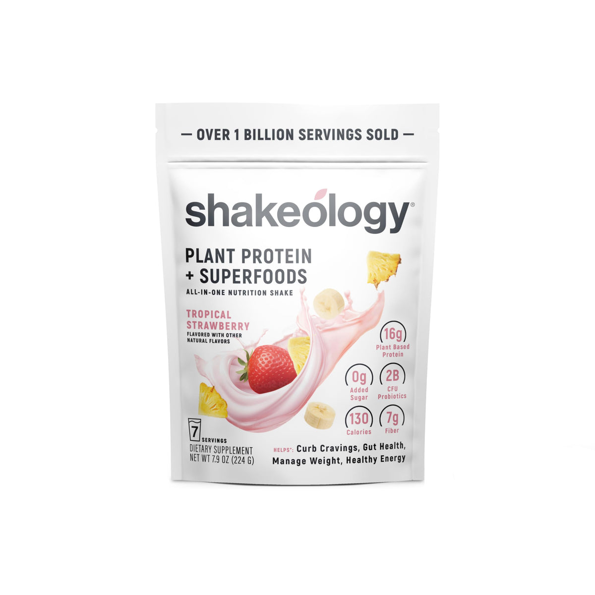 BODi envase frontal Tropical Strawberry, proteína vegana lista para mezclar
